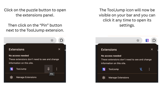 Pin the ToolJump extension
